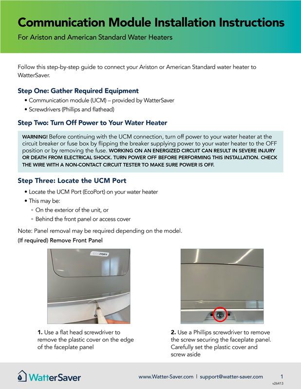 Cover page for Ariston brand Water Heater instruction sheet